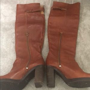 Size 39 soft leather long brown boots